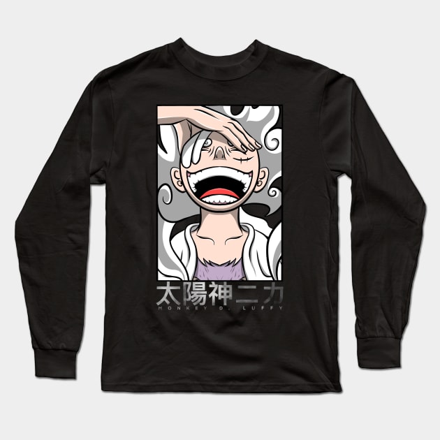 Luffy Laughing on Gear 5 Sun God Nika Mode - Luffy - Long Sleeve T